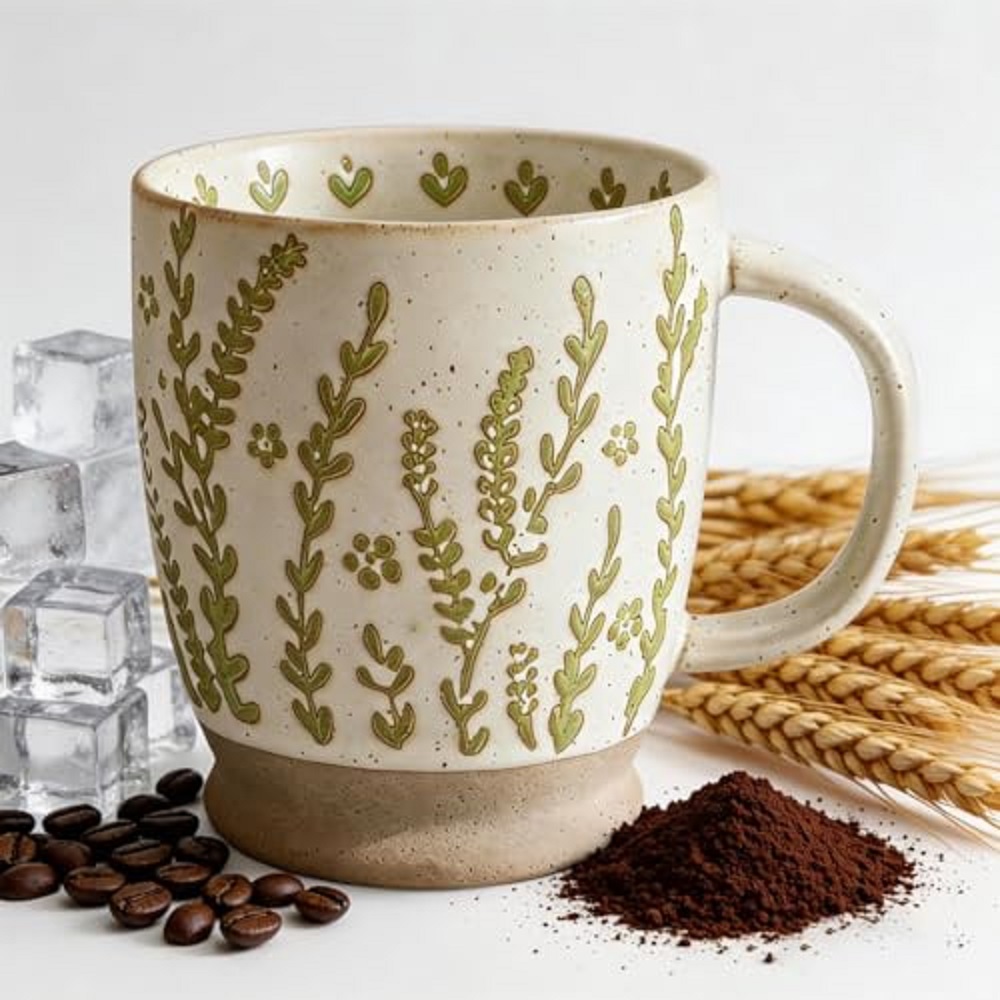 Handmade Ceramic Mug - كوب قهوة سعة 18 أونصة هدية