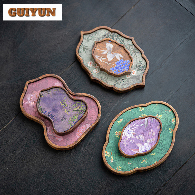 Wooden Serving Tray - اليدوية الجوز الخشب صينية الشاي الإبداعية