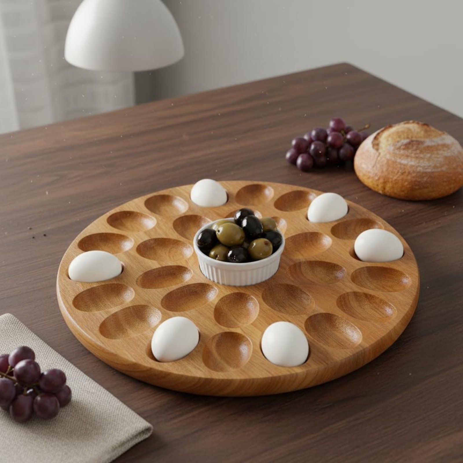صينية خشبية بيضاوية قابلة للعك - مراجعة Wooden Serving Tray وسعره