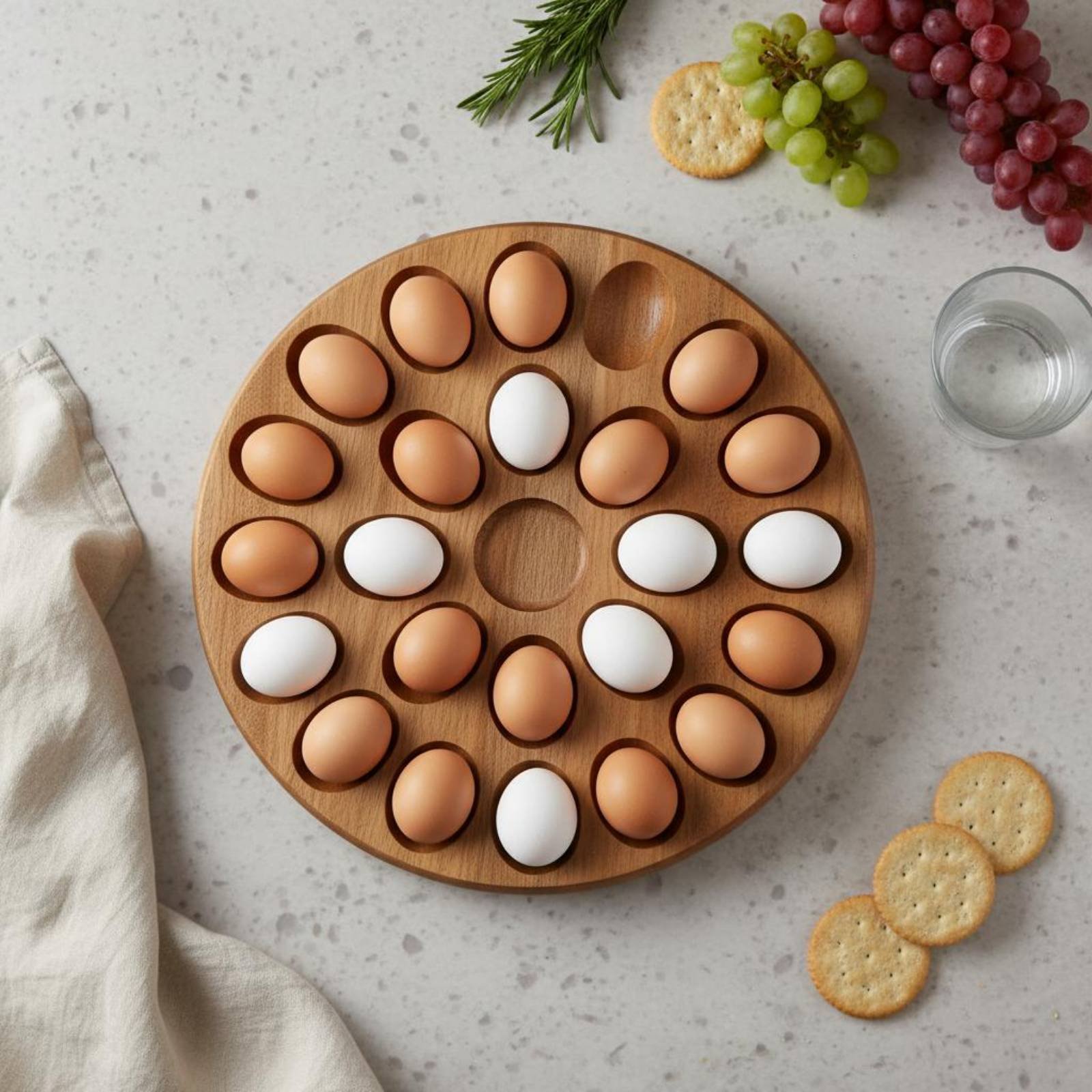 صينية خشبية بيضاوية قابلة للعك - مراجعة Wooden Serving Tray وسعره