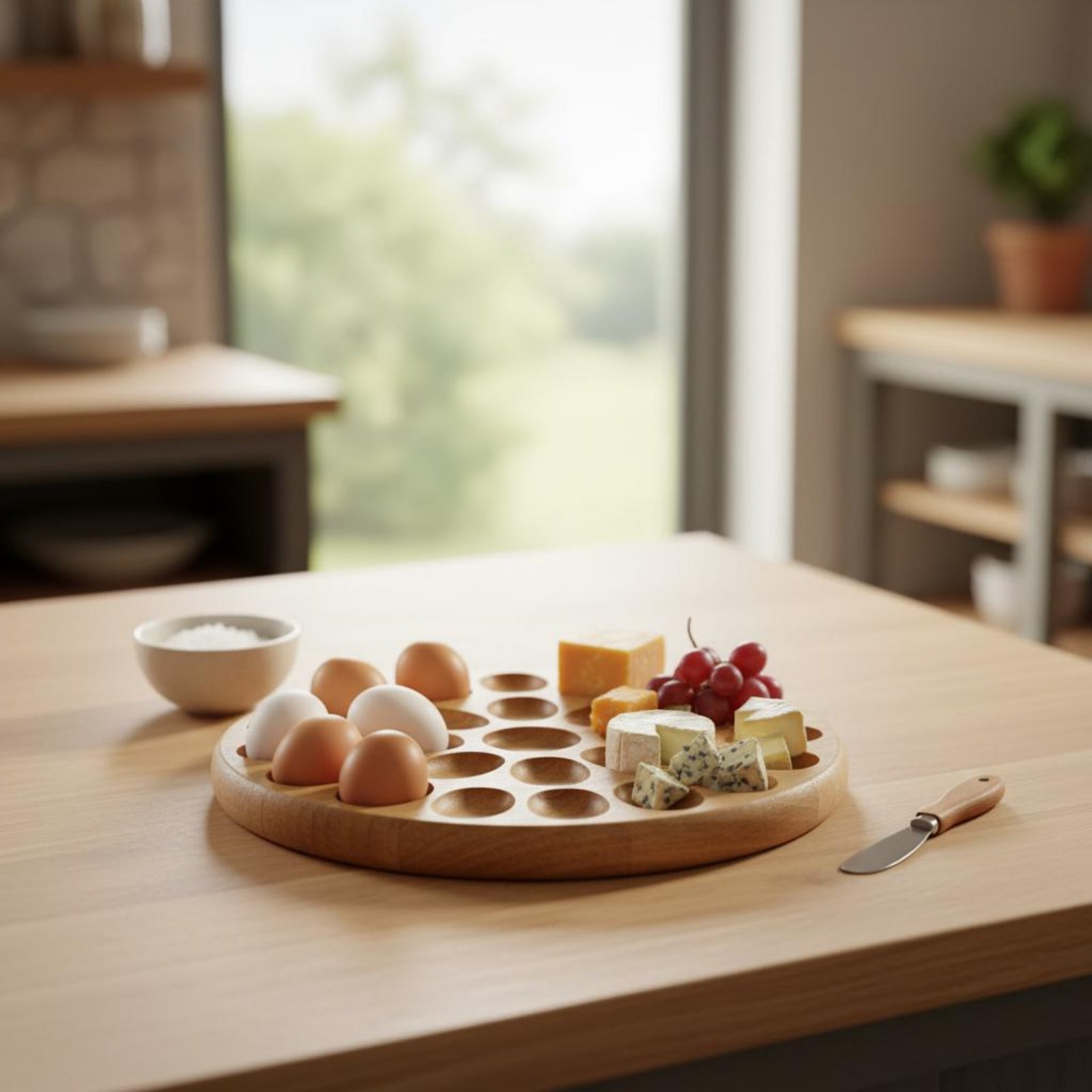 صينية خشبية بيضاوية قابلة للعك - مراجعة Wooden Serving Tray وسعره