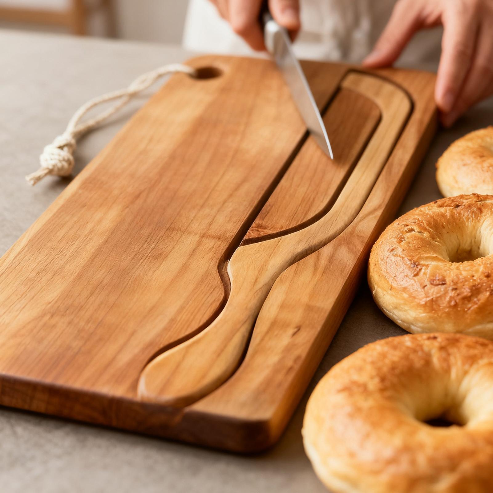 قطاعة خبز للعجين المخمر على شك - مراجعة Wooden Serving Tray وسعره